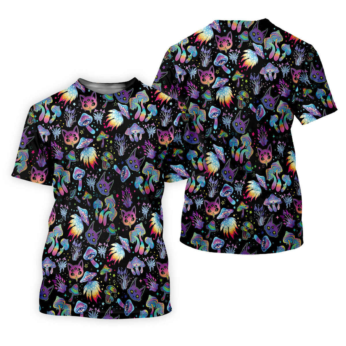 Funny Neon Cat Alien Mushroom Women Golf Shirt, Cute Golf Outfit, Ladies Golf Polos, Golfing Apparel