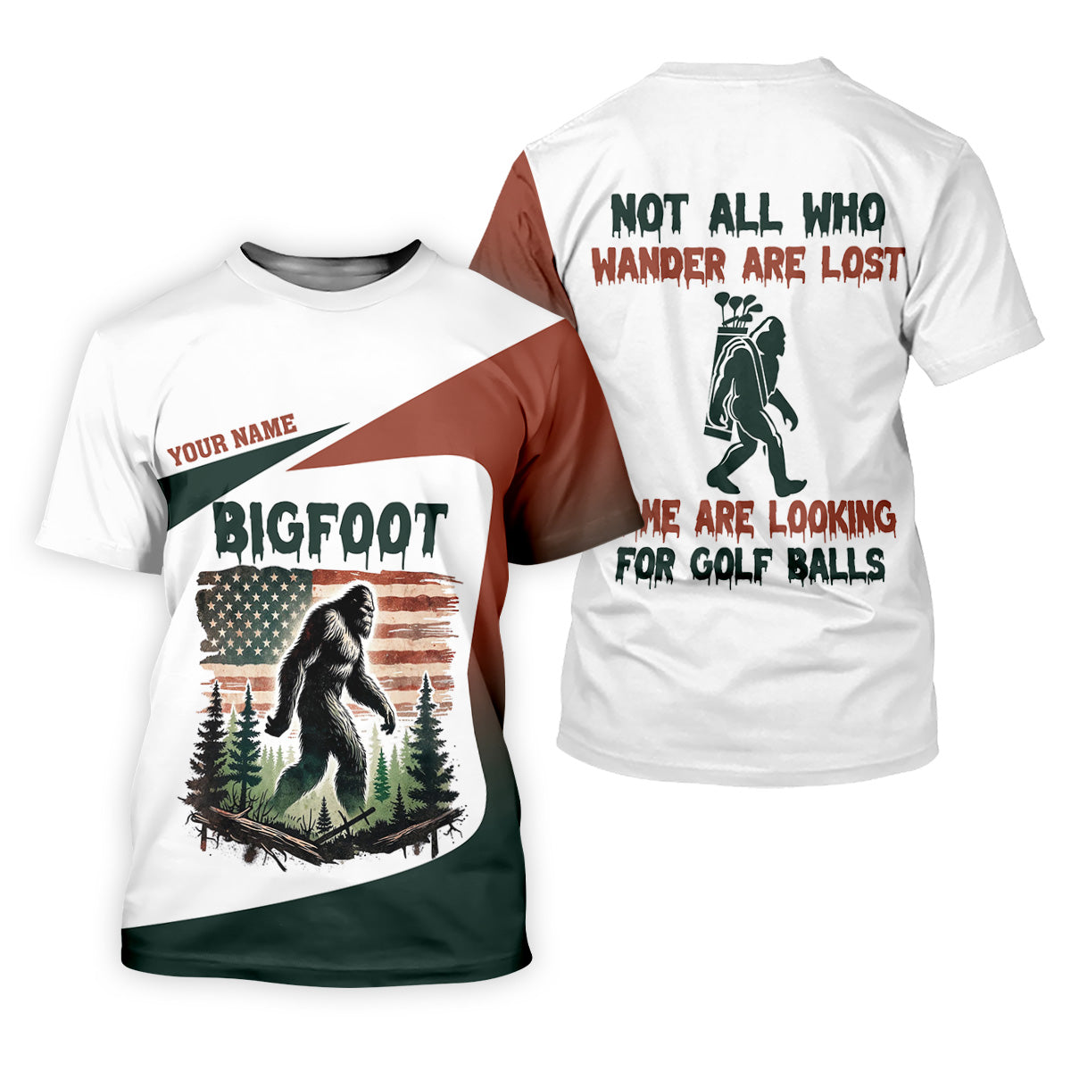 Not All Who Wander Are Lost Bigfoot Golf Shirt, Ladies Patriotic Golf Shirts, Women's Golf Tops