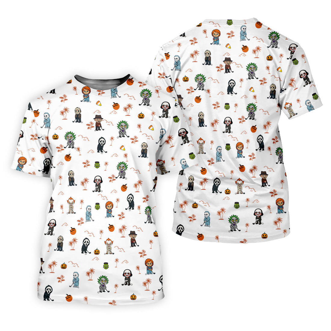 Horror Halloween Character Women's Hawaiian Golf Shirts, Womens Golf Tops, Horror Movie Shirt