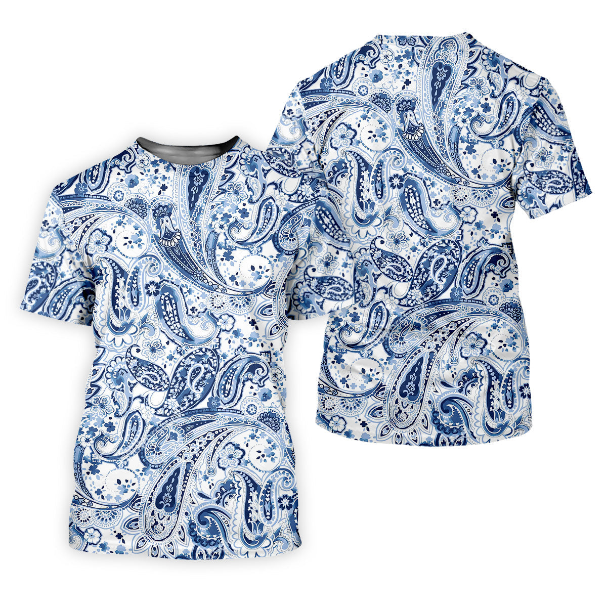 Blue Paisley Seamless Pattern Women Golf Top, Golf Shirt For Women, Women's Polo Shirt
