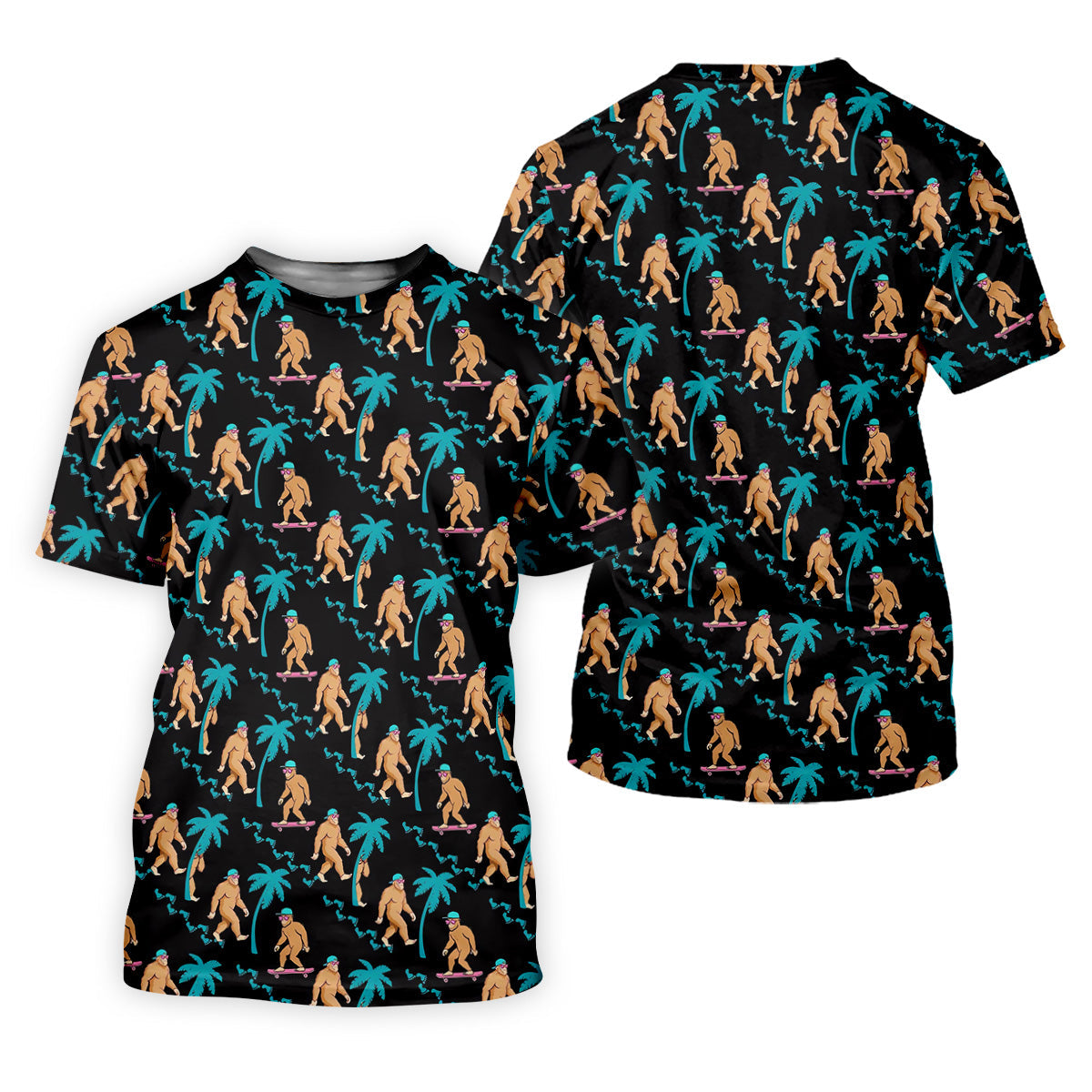 Funny Bigfoot Tropical Palm Golf Shirt, Women Golf Top, Ladies Sleeveless Tops, Women's Golf Shirts