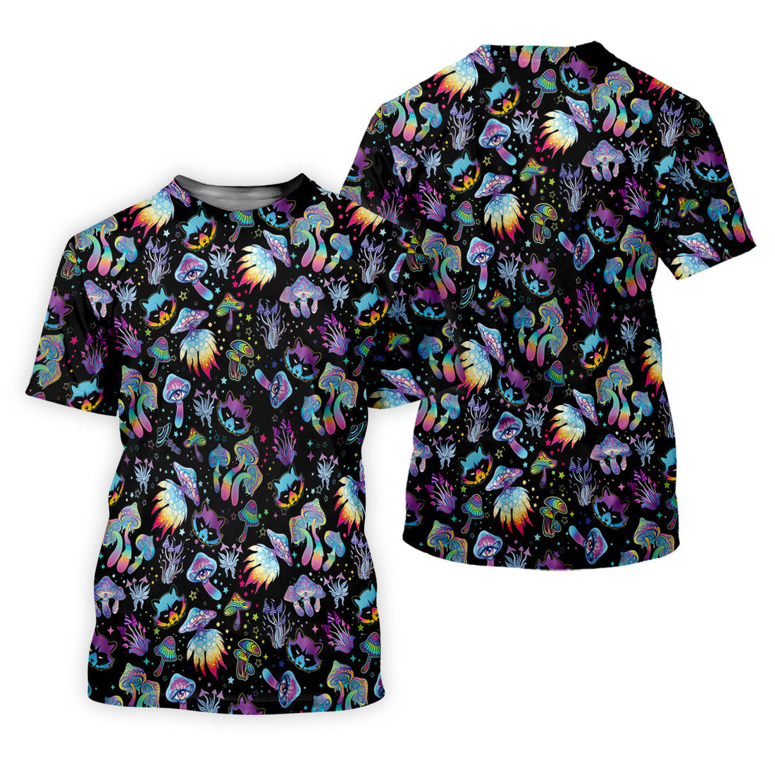 Funny Neon Cat Alien Mushroom Women Golf Shirt, Ladies Golf Polos, Cool Golf Gift
