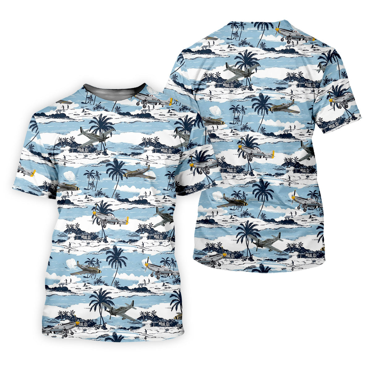 Light Blue Airplane Women's Hawaiian Golf Shirts, Women's Sleeveless Golf Shirts, Ladies Golf Tops