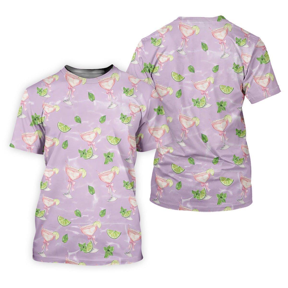 Margarita Golf Shirt For Women, Coquette Aesthetic Womens Golf Tops, Pink Drink Patterned Golf Shirts