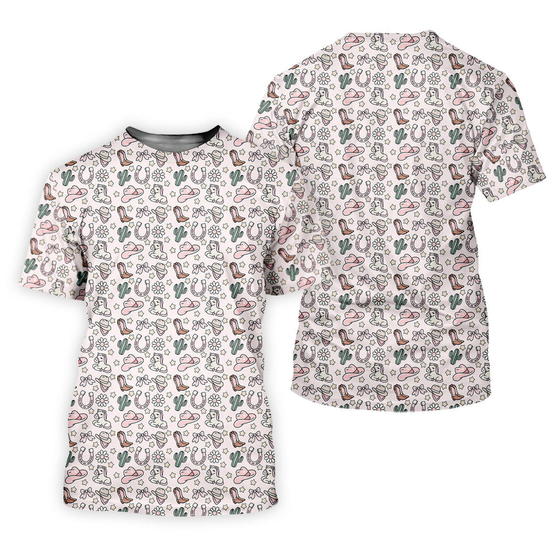 Western Cowgirl Seamless Pattern Pink Golf Shirt, Coquette Pattern Golf Shirt For Women, Ladies Golf Polos