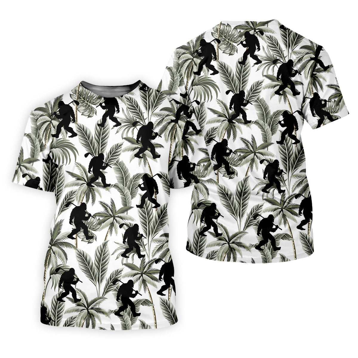 Funny Bigfoot Tropical Palm Leaves Golf Shirt For Women, Ladies Sleeveless Polo, Ladies Golf Shirts