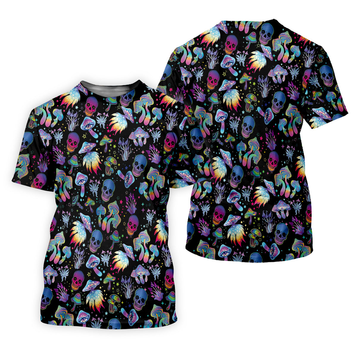 Funny Neon Skull Alien Mushroom Halloween Polo Shirt Women Golf Shirt, Ladies Golf Polos