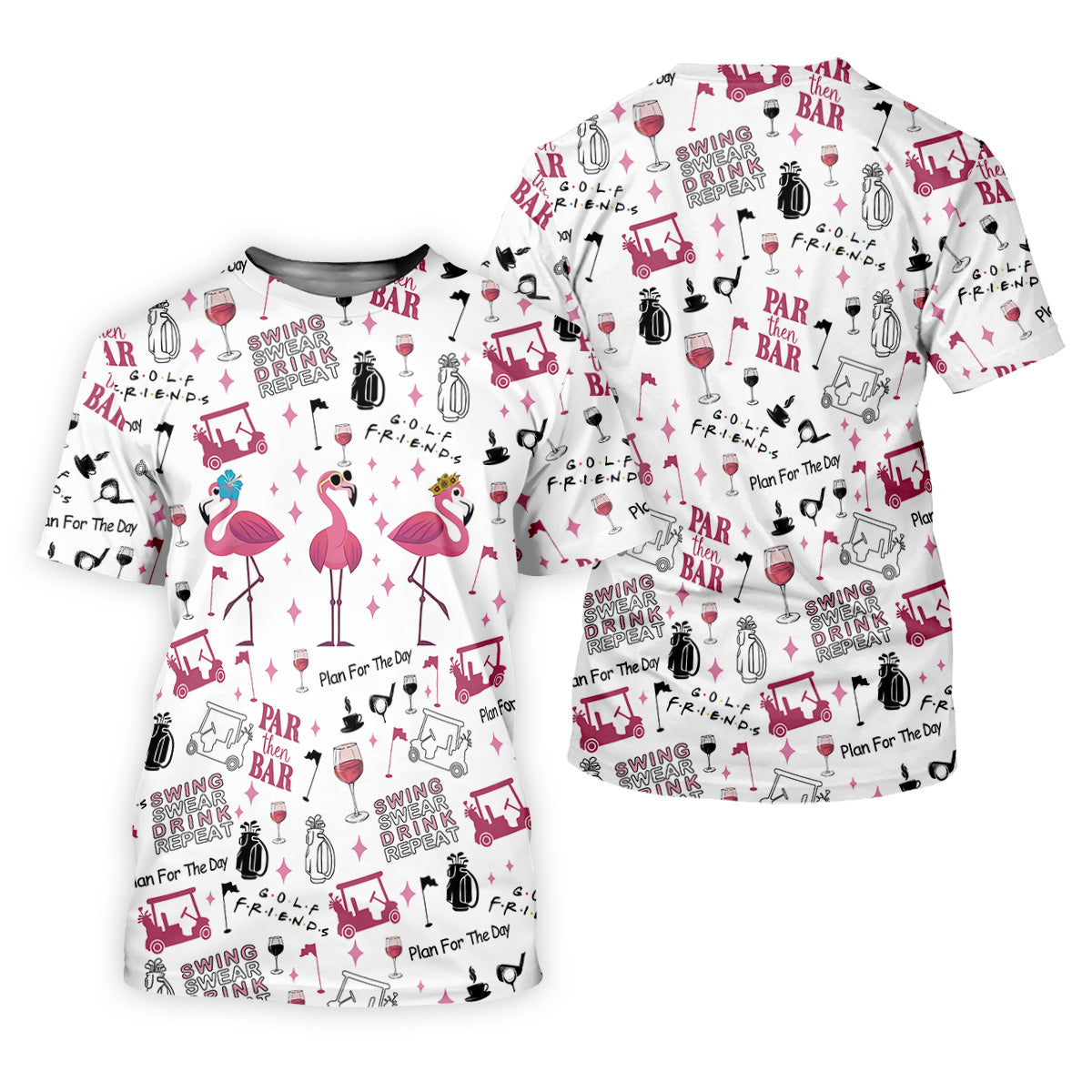 Golf Friends Par Then Bar Flamingo Golf Shirt, Golf Team Shirt, Ladies Pink Golf Shirt, Golf Shirt For Women