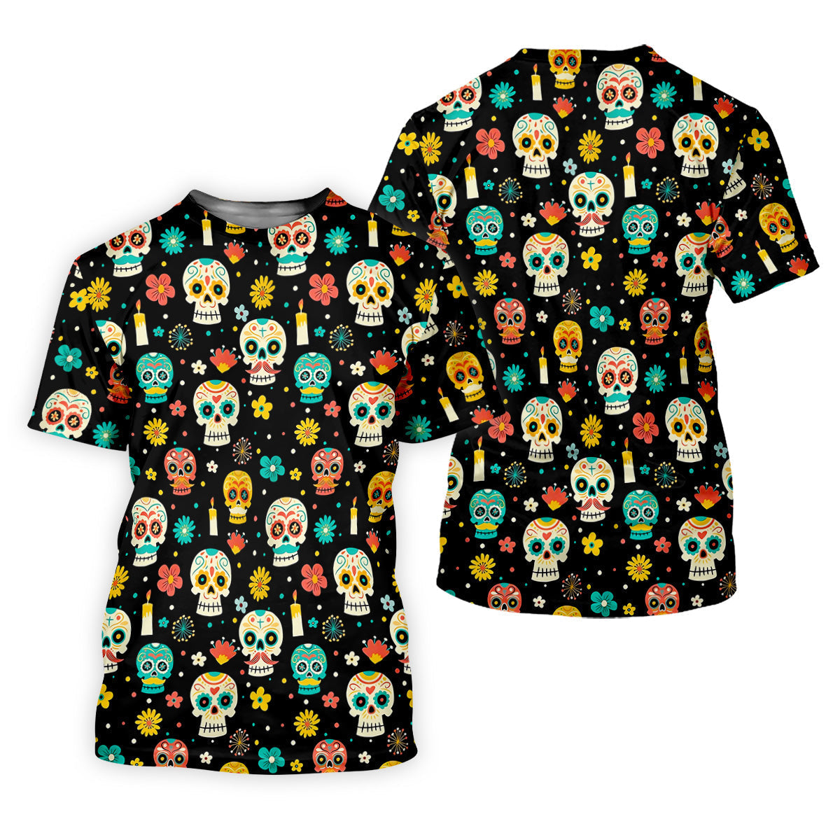 Cartoon Sugar Skull Mexican Day of the Dead Golf Shirt, Ladies Sleeveless Tops, Women's Golf Shirts