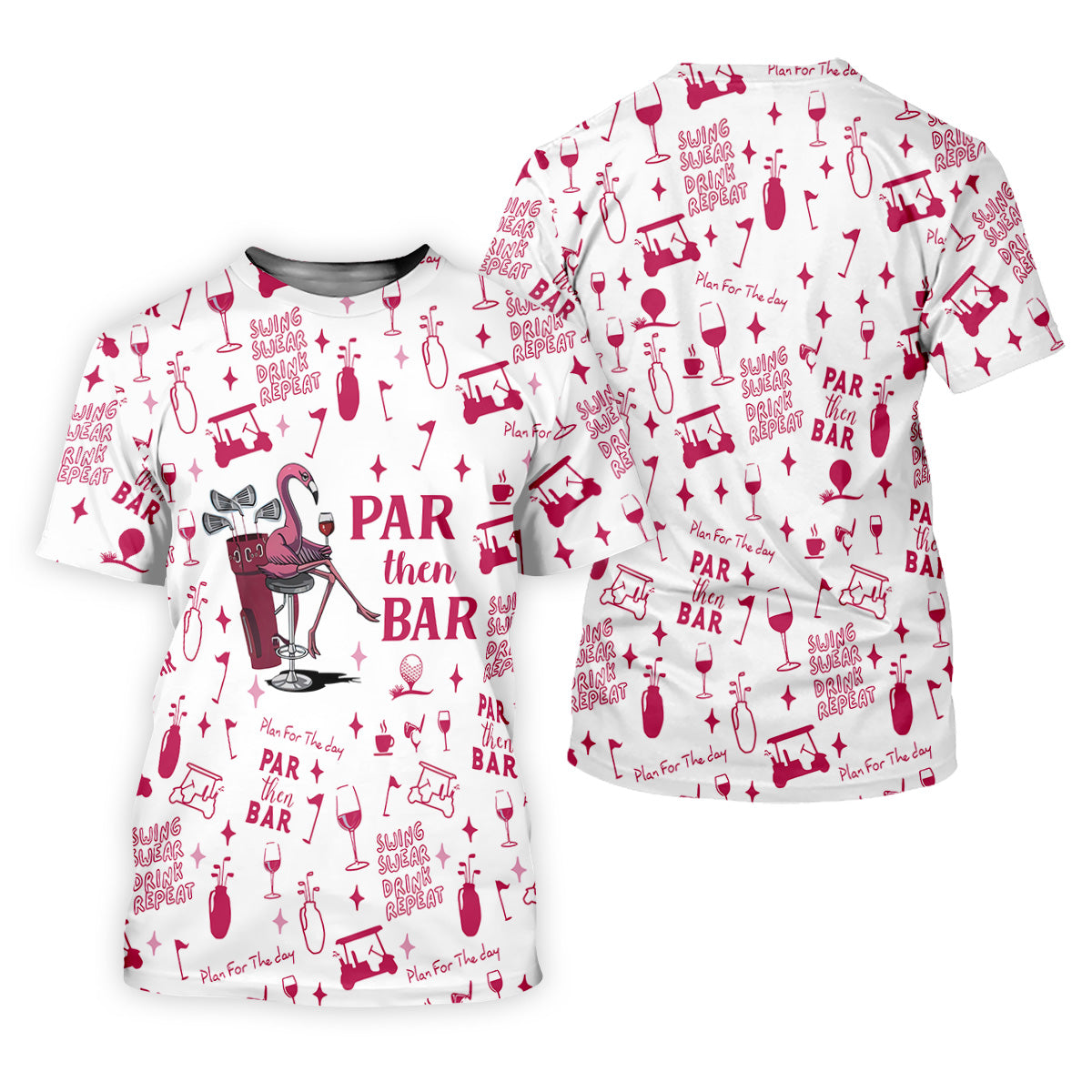 Swing Swear Drink Repeat Par Then Bar Flamingo Golf Shirt, Women's Golf Tops, Golf Shirt For Women