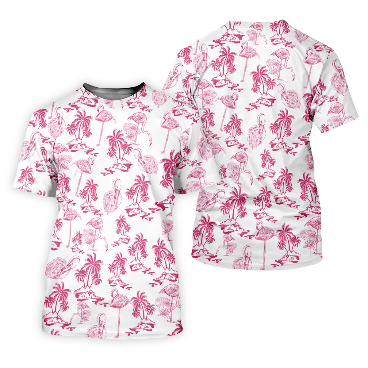 White And Pink Flamingo Tropical Women's Golf Shirts, Ladies Sleeveless Polo, Ladies Golf Shirts