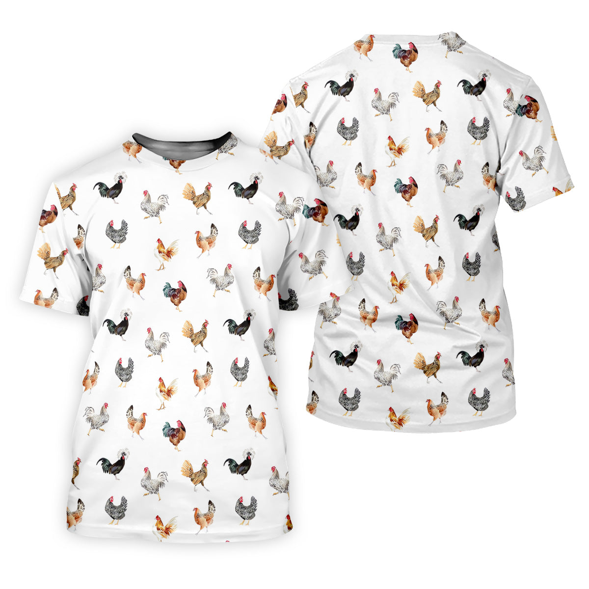 Prancing Chickens Women's White Golf Shirt, Gift For Chicken Lover, Ladies Golf Shirts, Golfing Apparel