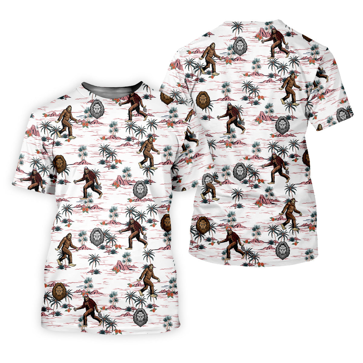 White Funny Sasquatch Tropical Golf Shirts, Funny Golf Shirts Women, Ladies Golf Shirts, Golfing Apparel