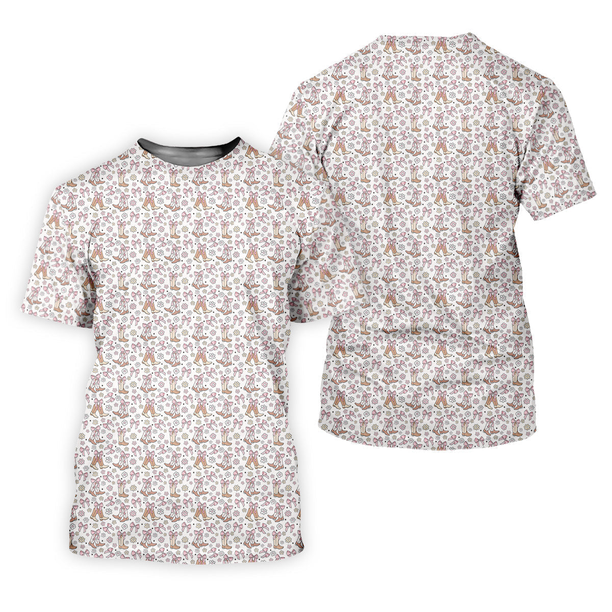 Coquette Cowgirl Boots Retro Western Golf Shirts Women, Ladies Golf Polos, Golfing Apparel