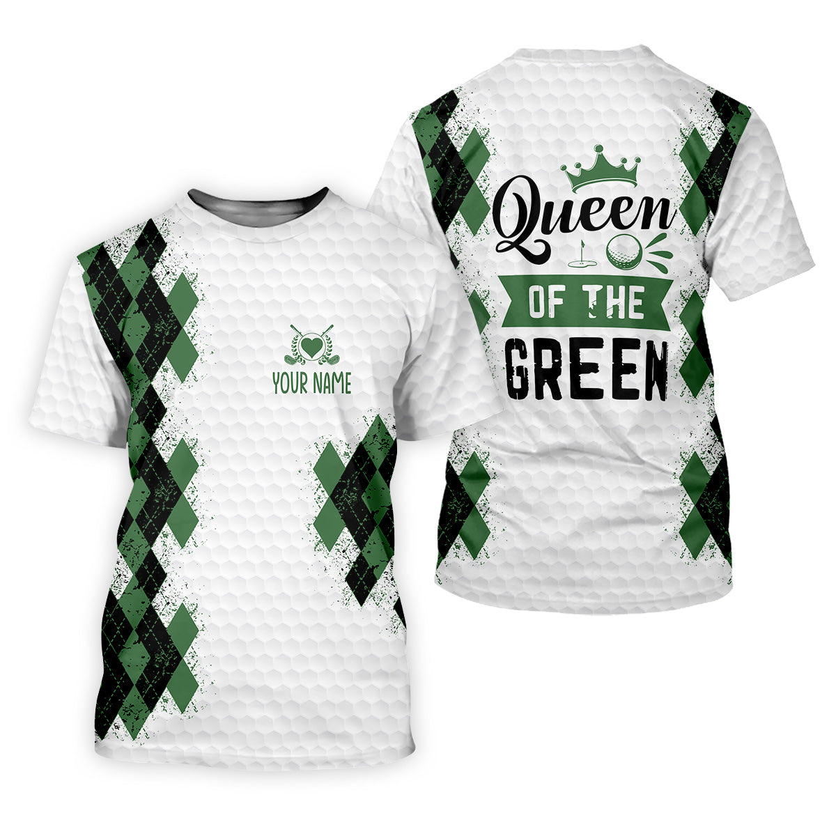 Queen Of The Green Argyle Golf Shirt, White Polo Women, Ladies Sleeveless Polo, Ladies Golf Shirts