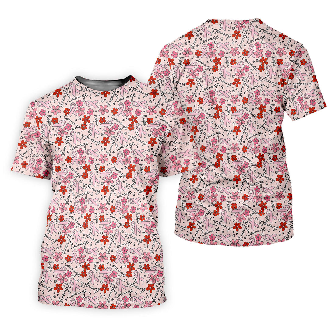Breast Cancer Awareness Ribbon Flower Men Shirt, Men's Pink Golf Polo, Polo ShirtFor Men