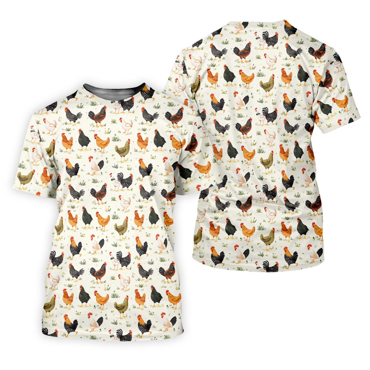 Chicken Rooster Beige Women Golf Top, Gift For Chicken Lover, Ladies Golf Shirts, Women's Polo Shirt
