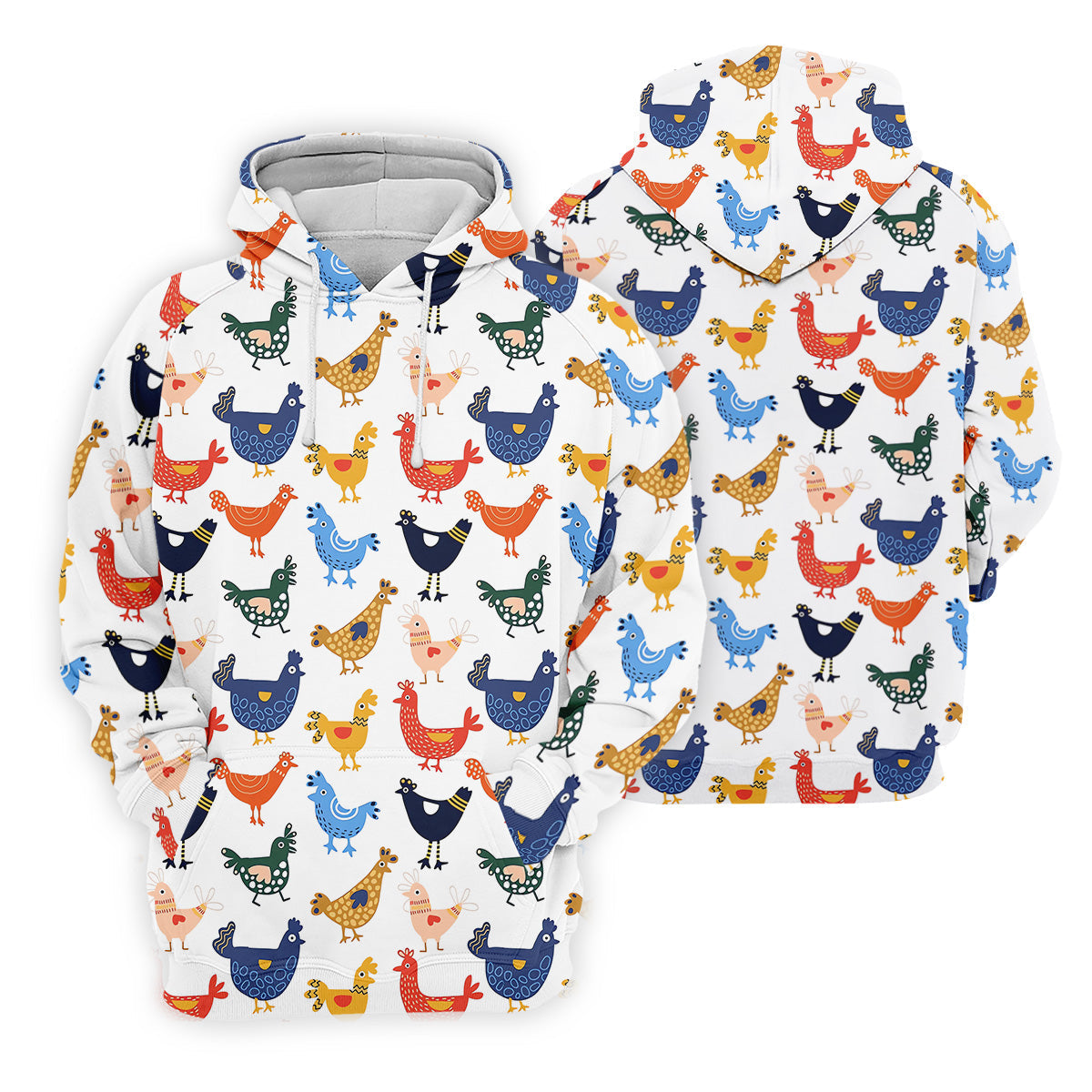 Colorful Animated Chickens White Polo Women, Gift For Chicken Lover, Ladies Golf Shirts, Golfing Apparel