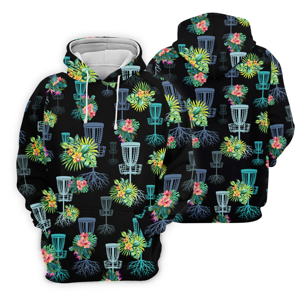 Tropical Floral Pattern Disc Golf Shirt, Black Golf Shirt, Ladies Golf Shirts, Women's Polo Shirt