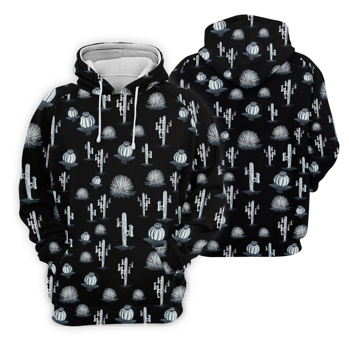 Desert Cactus Black And White Women's Golf Tops, Ladies Golf Shirts, Golf Gifts For Women
