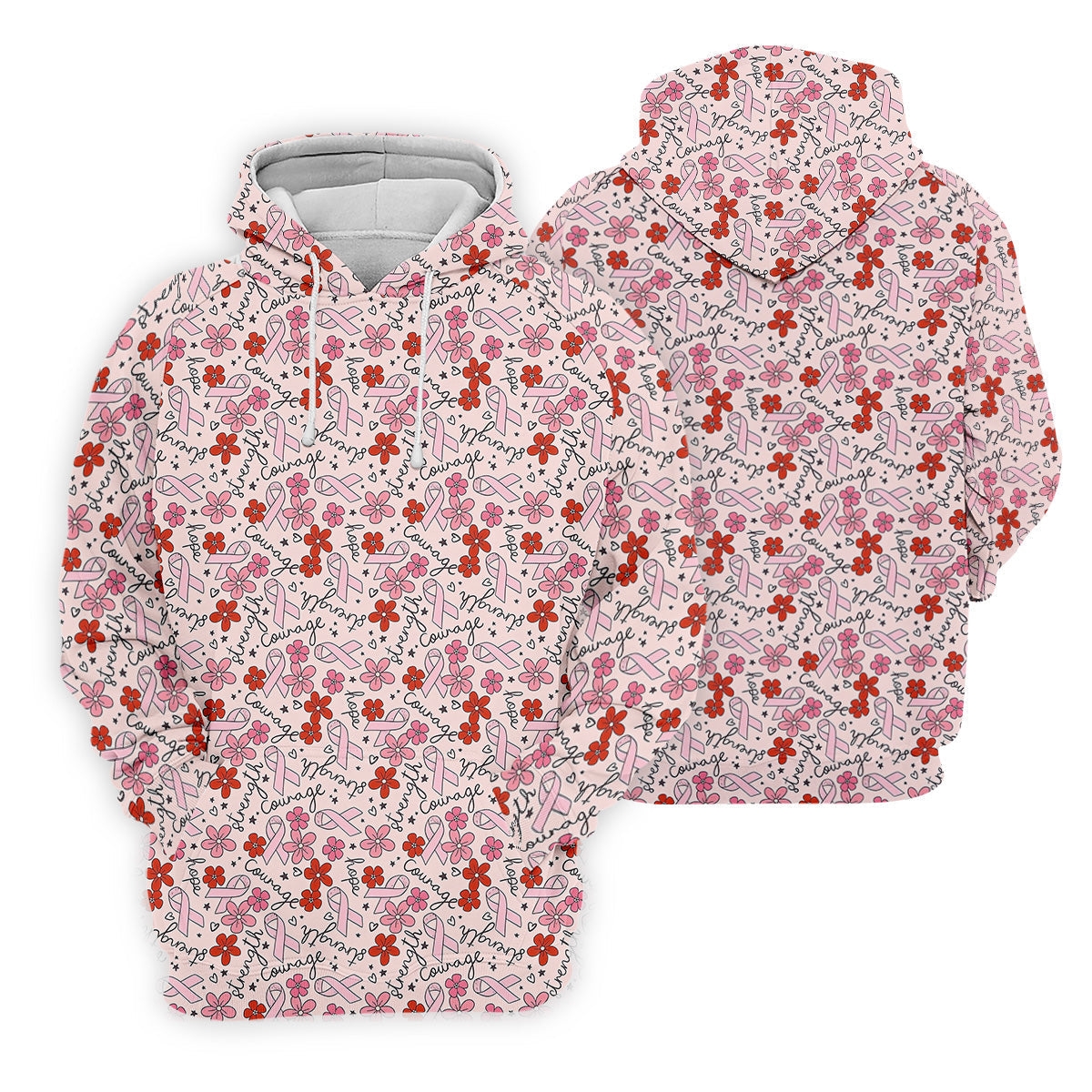 Breast Cancer Awareness Ribbon Floral Shirt Women, Cancer Awareness Shirt, Ladies Golf Shirts