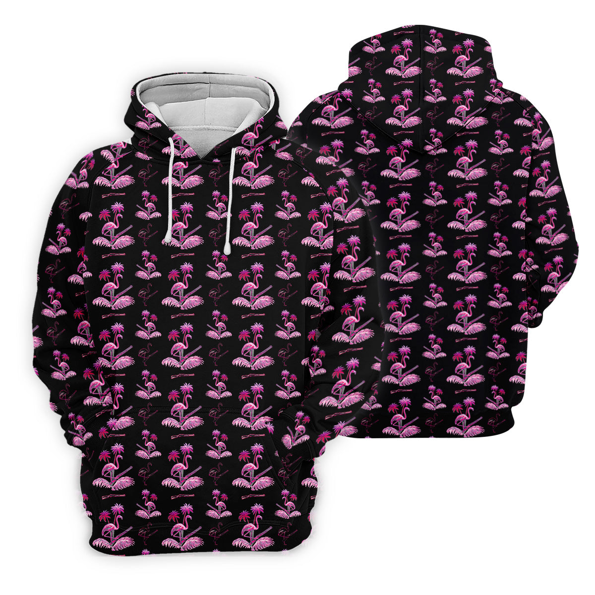 Flamingo Tropical Pink And Black Women's Golf Tops, Ladies Golf Shirts, Golf Gifts For Women