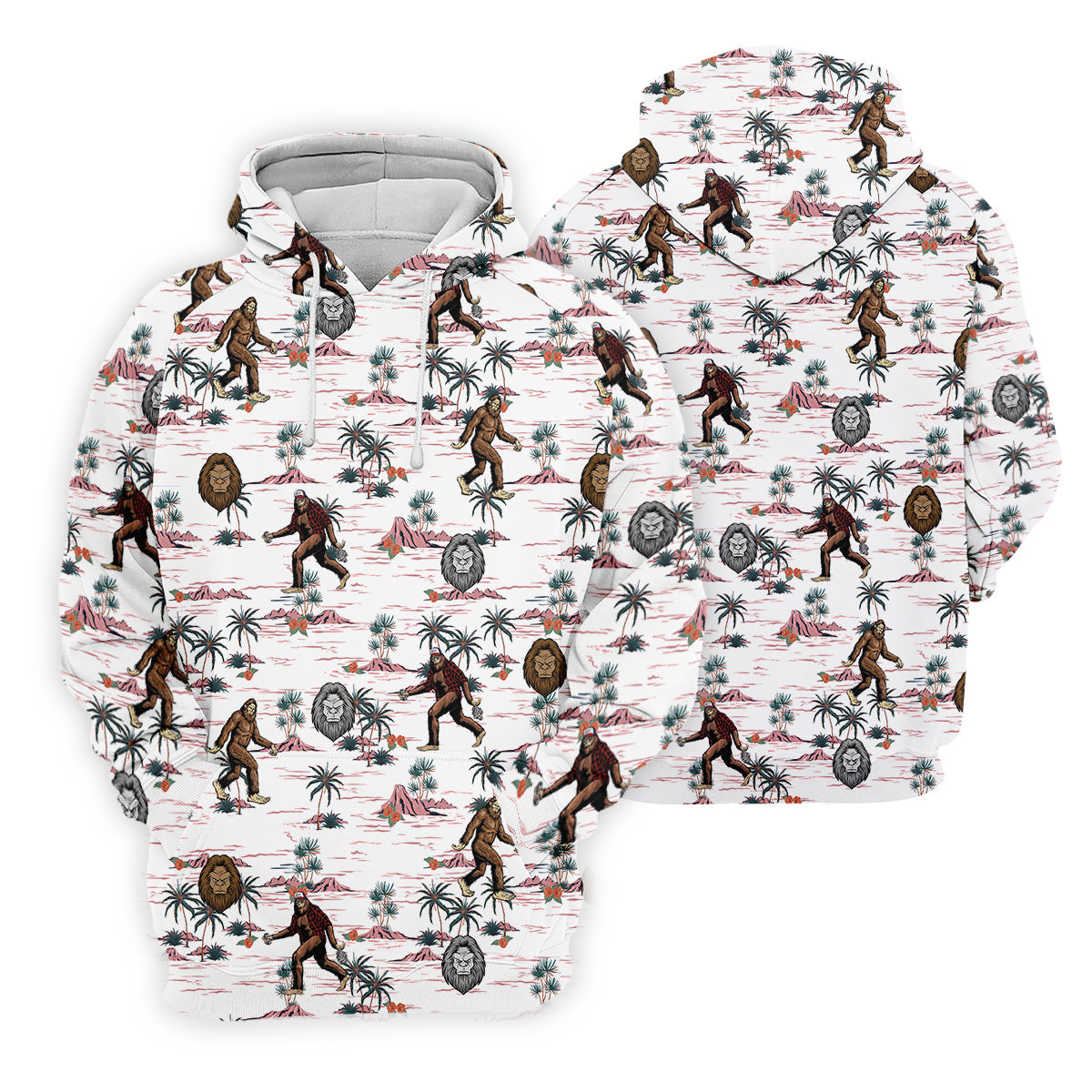 White Funny Sasquatch Tropical Golf Shirts, Funny Golf Shirts Women, Ladies Golf Shirts, Golfing Apparel