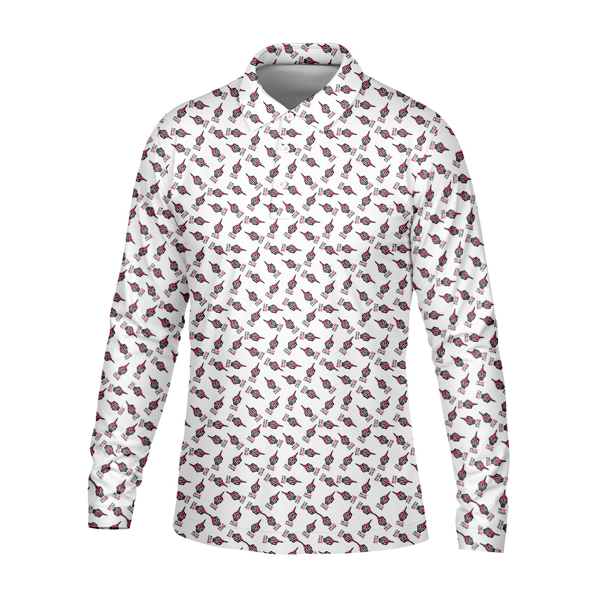 Middle Finger Breast Cancer Golf Shirt, Men Golf Polo, Golf Gift Ideas For Him, Mens Golf Polo Shirts