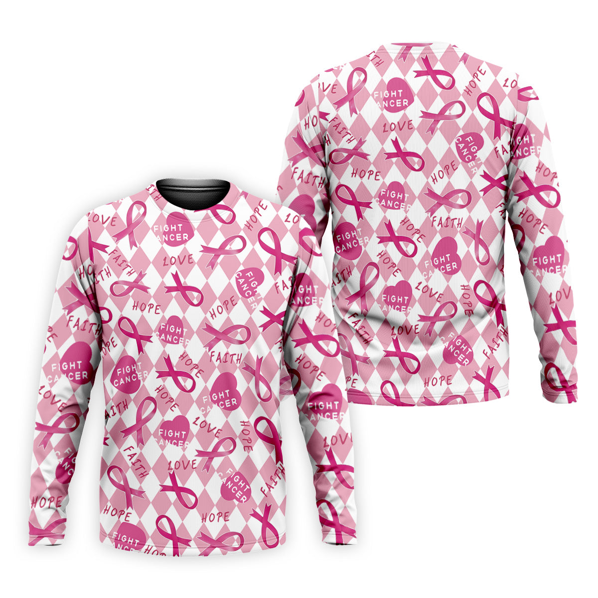 Faith Hope Fight Cancer Men's Golf Shirt, Breast Cancer Awareness Shirt, Golf Shirts For Men