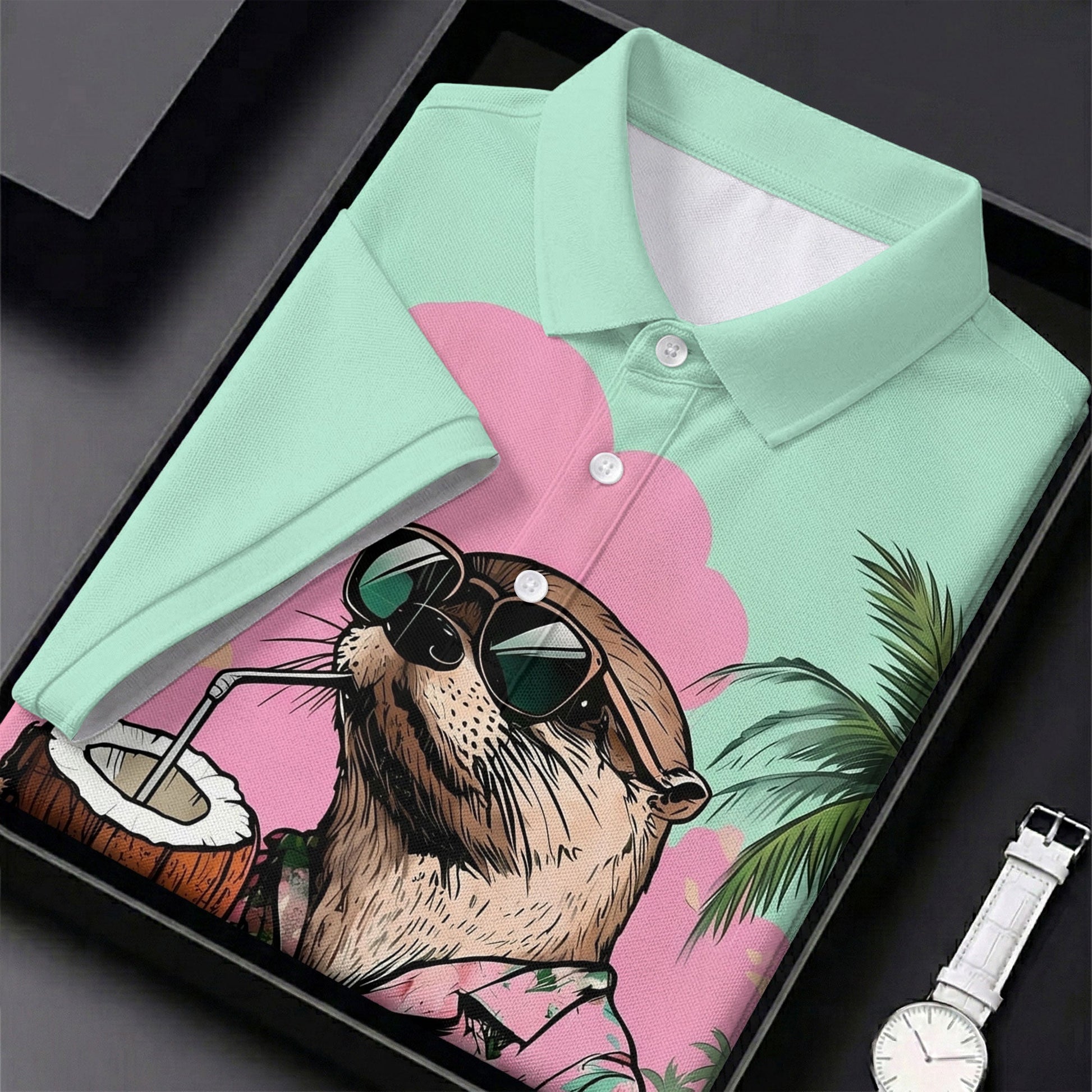 Funny Otter Tropical Summer Hawaiian Golf Shirt, Golf Shirt For Women, Golfing Apparel
