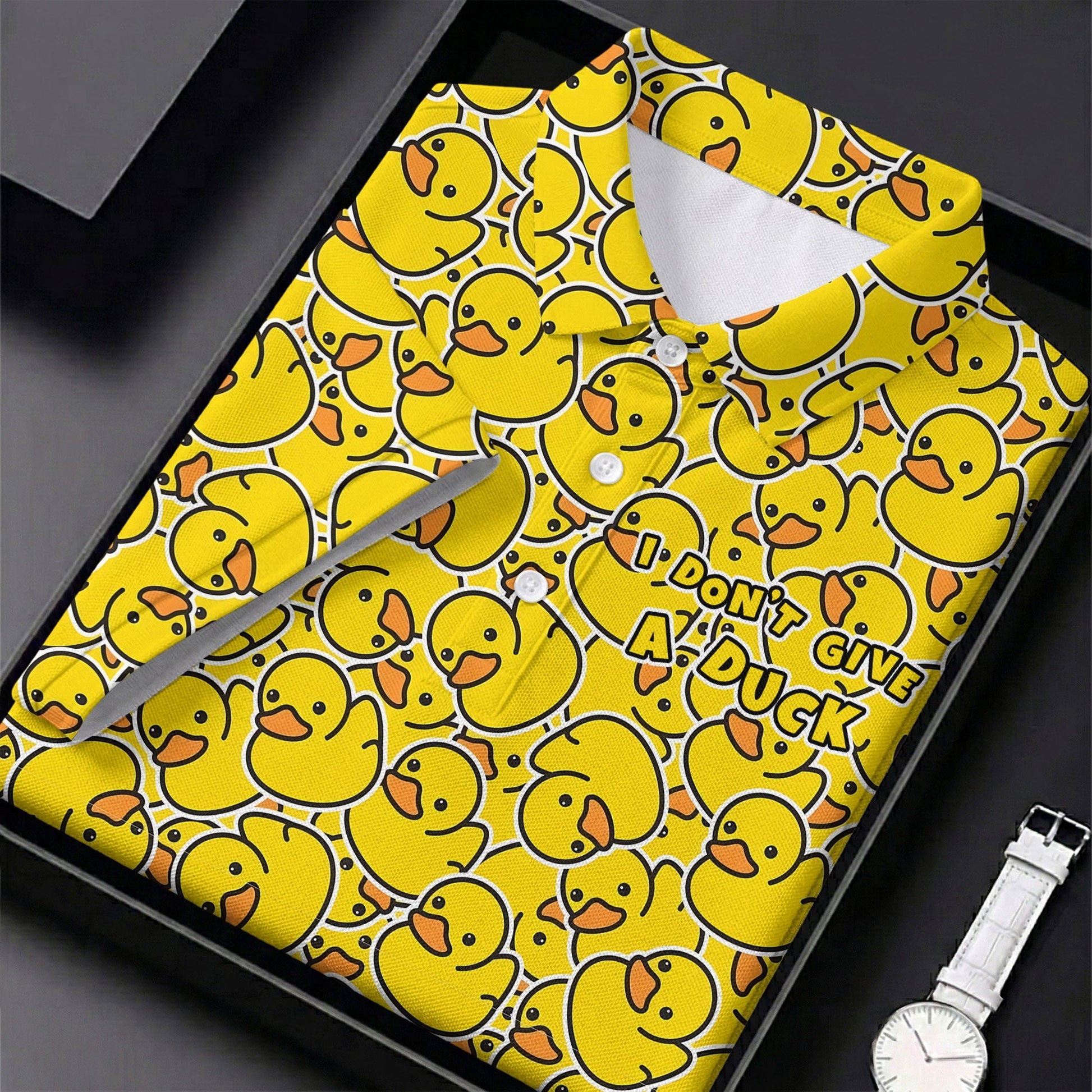 I Don't Give A Duck Yellow Rubber Duck Hawaiian Golf Shirt, Women's Golf Tops