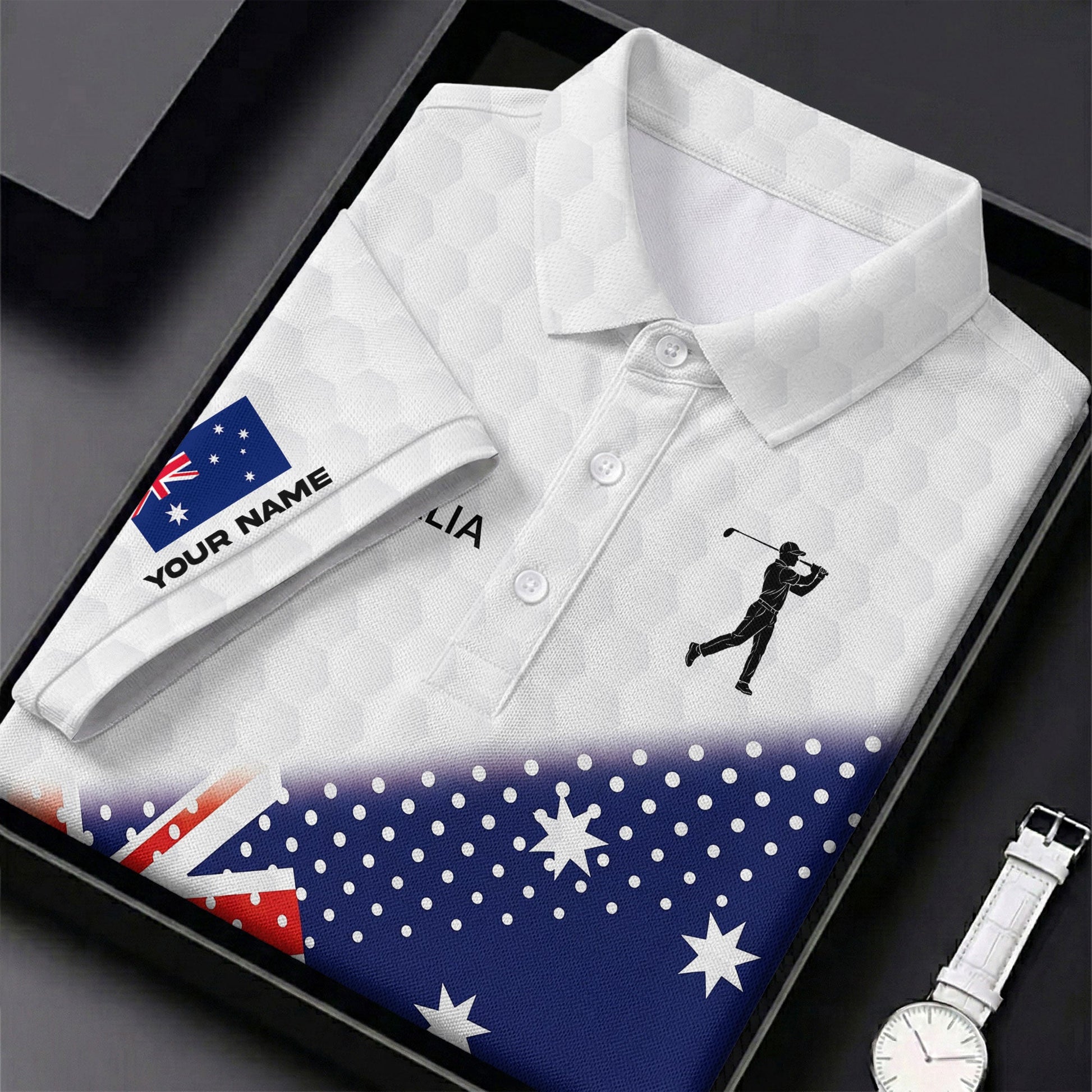Golf Ball Pattern Australia Flag Print Ladies Golf Tops Australia, Golf Shirt For Women