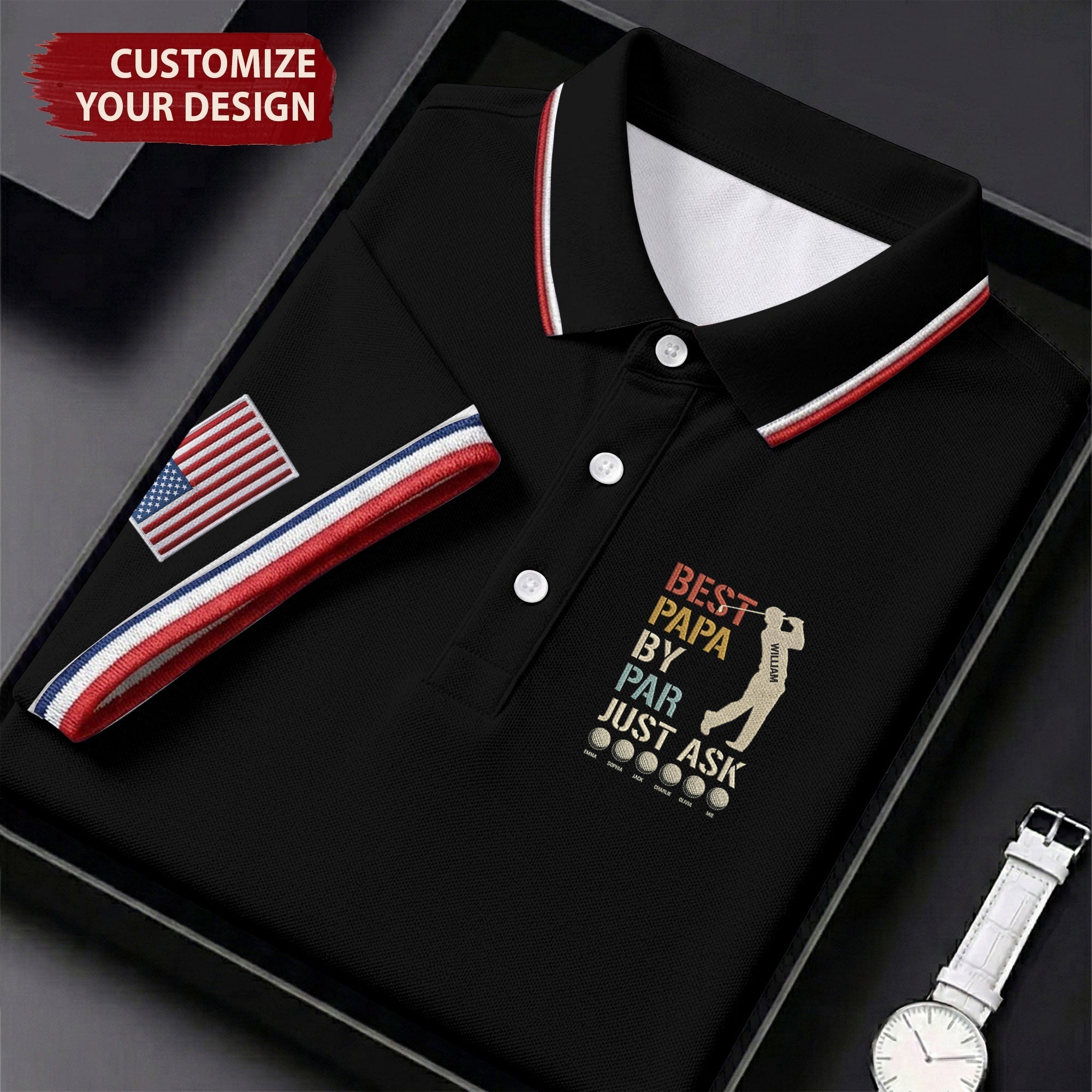 Best Dad Papa By Par Just Ask Father's Day Golf Shirt, Golf Gift For Dad, Polo Shirts For Men