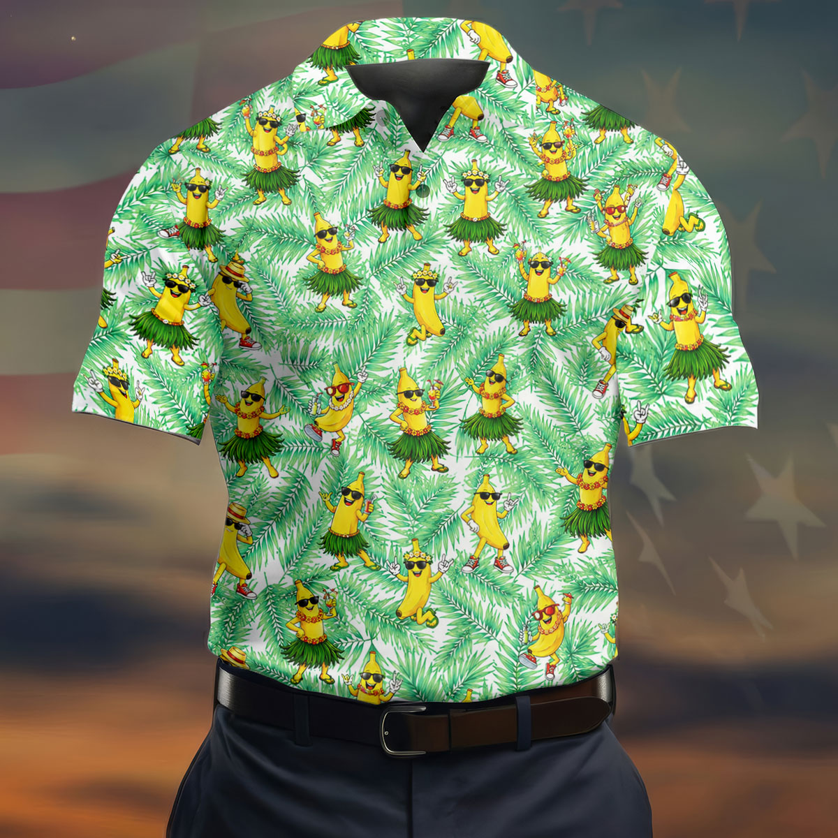 Funny Hula Banana Tropical Hawaiian Golf Shirt, Golf Polo For Women, Printed Golf Shirt