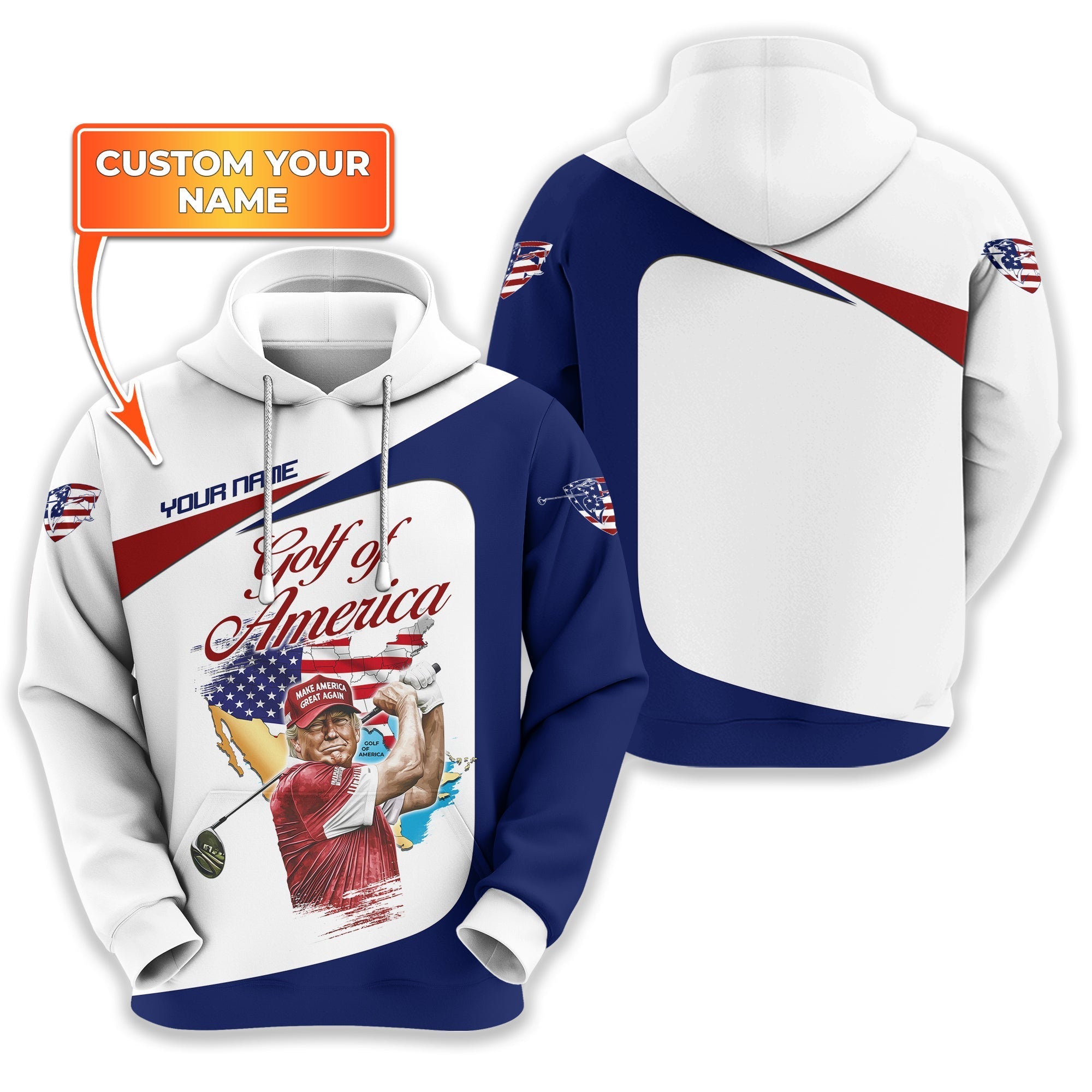 Trump Golf Of America Custom Men's Golf Polo Shirt, Golfing Apparel, Gift For Golfers, US 250th Anniversary Golf Shirt