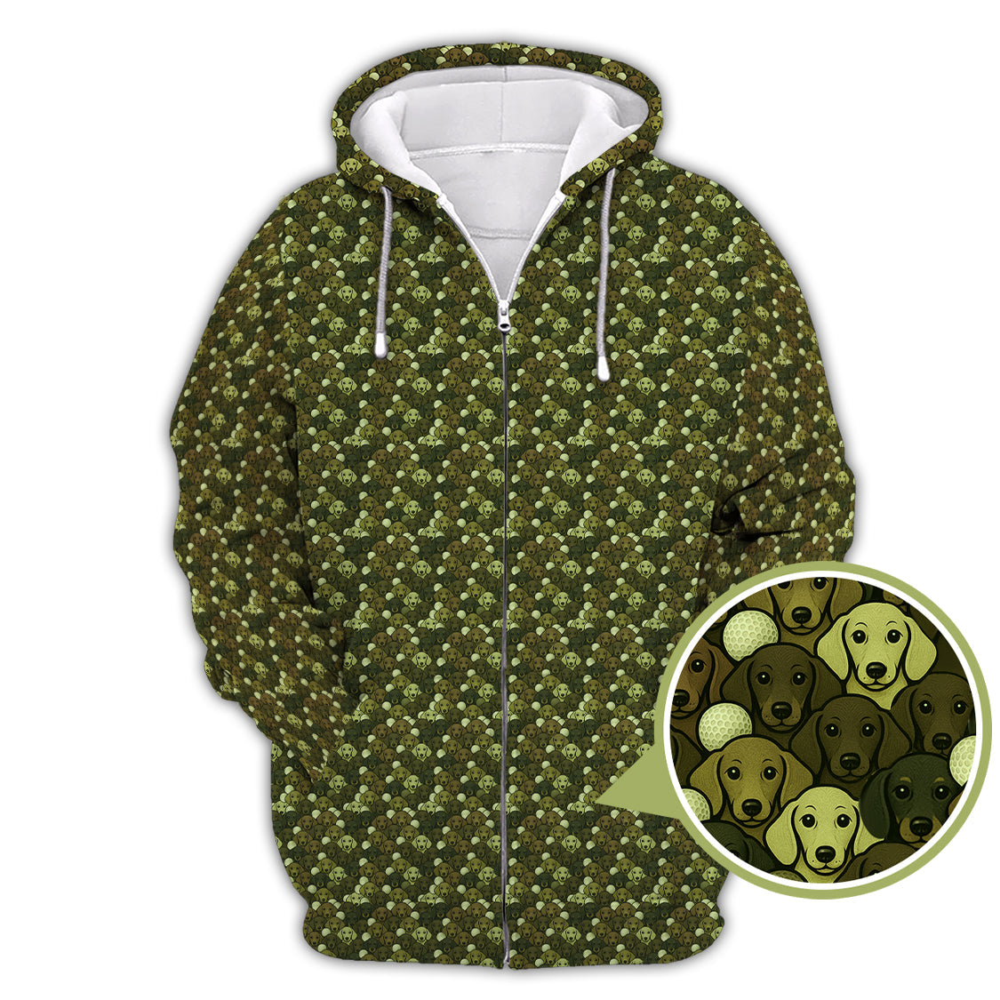 Dachshund Dog Pattern Golf Shirt With Camo Color , Funny Dachshund Golf Shirt For Golfers, Golf Gift For Dog Lover