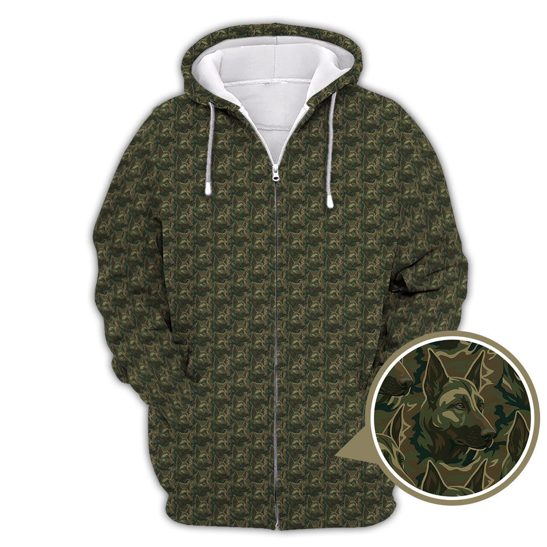 German Shepherd Pattern Golf Shirt , Dog Golf Shirt, Camo Golf Shirt, Veteran Golf Shirt For Men