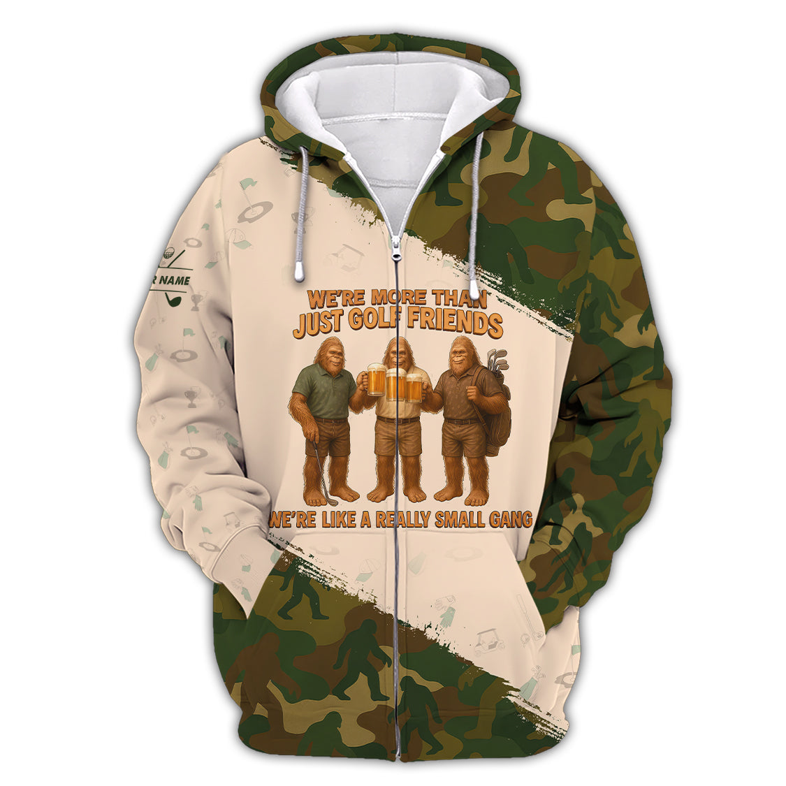 Bigfoot Golf Friends Camo Golf Shirts, Custom Golf Polo Shirts, Beer Golf Shirt