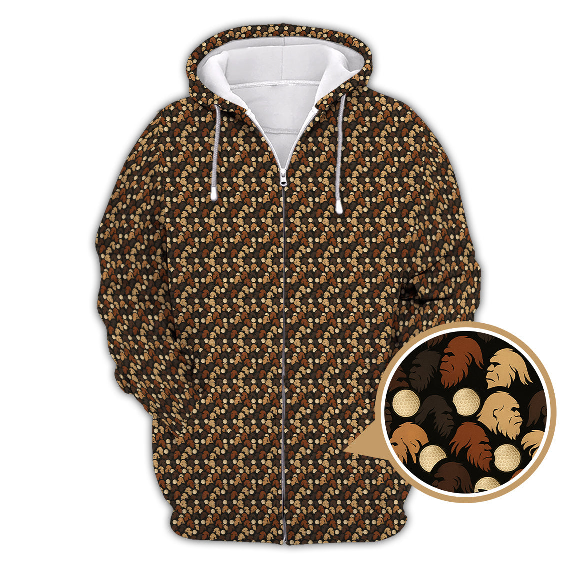 Sasquatch Pattern Golf Shirt, Bigfoot Golf Shirt For Golfer, Crazy Golf Shirt For Men