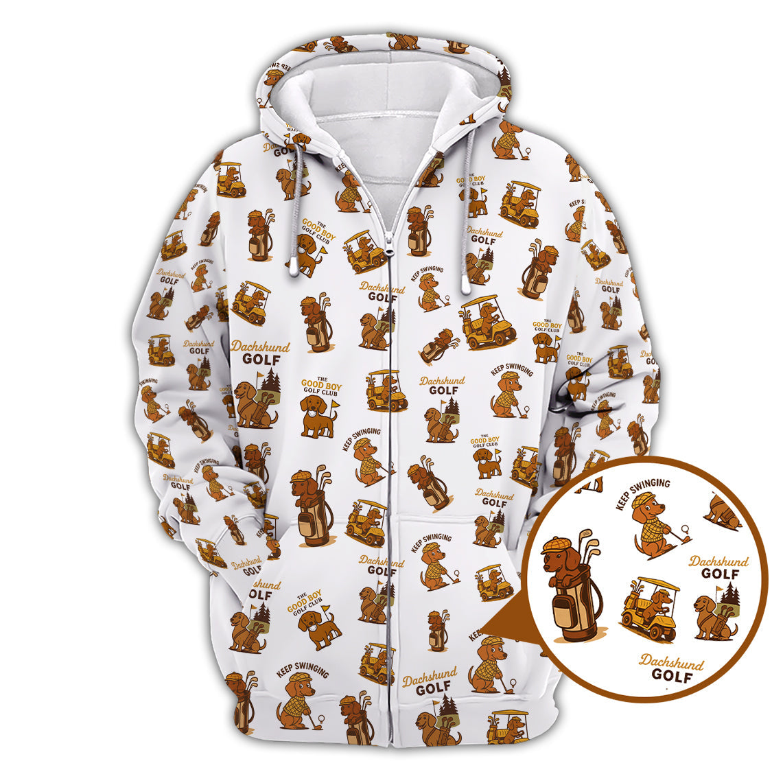 Dachshund Pattern Golf Polos, Funny Dachshund Golf Shirt, Pattern Golf Shirt For Golfers