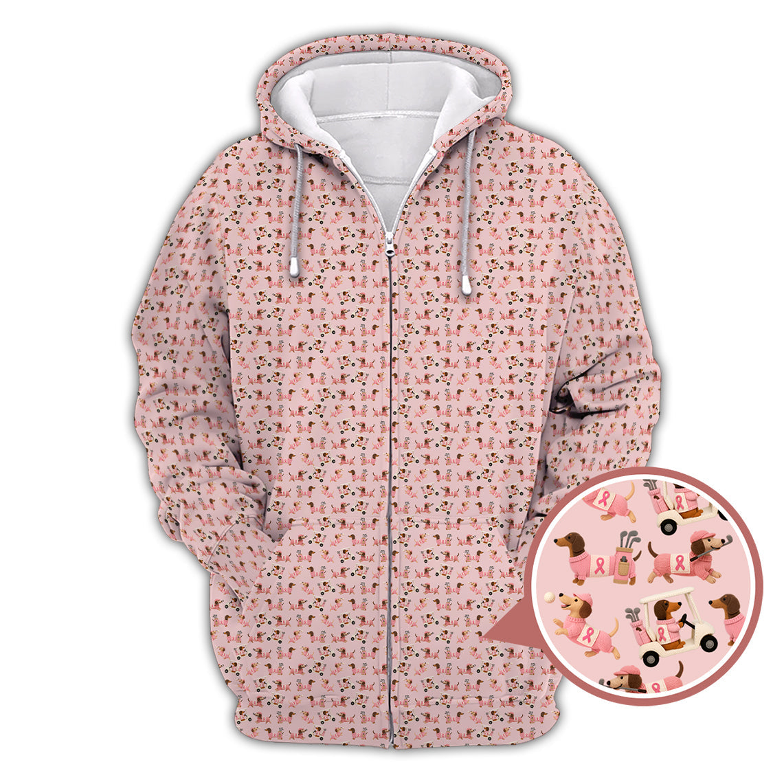 Dachshund Golf Shirt For Golfer, Breast Cancer Golf Shirt, Funny Pattern Golf Shirts