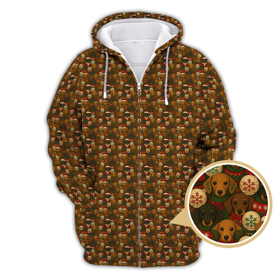 Funny Pattern Golf Shirt, Dachshund Golf Shirt, Christmas Golf Shirt, Golf Gift For Men