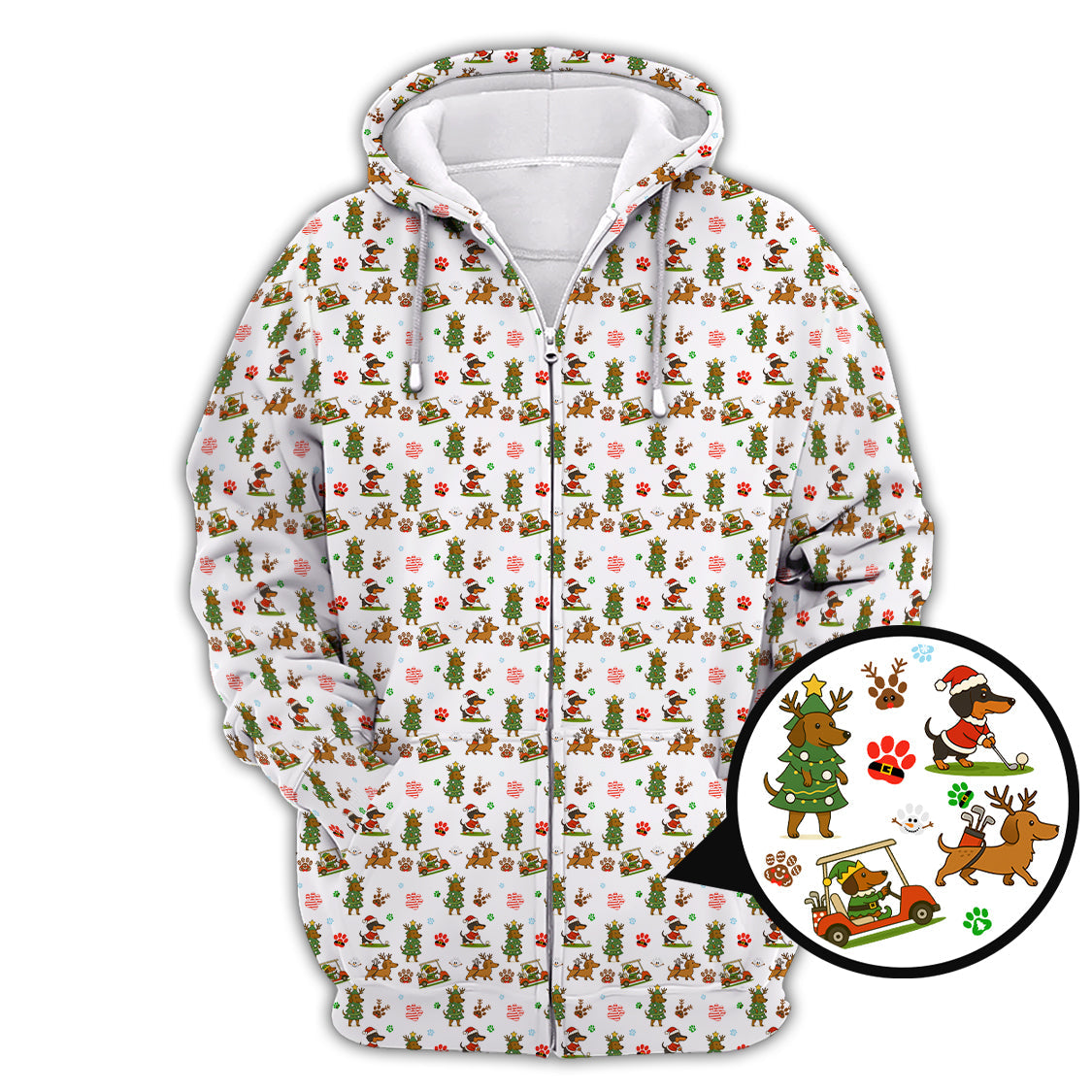 Christmas Golf Shirt, Funny Dachshund Golf Shirt, Pattern Golf Shirt For Men