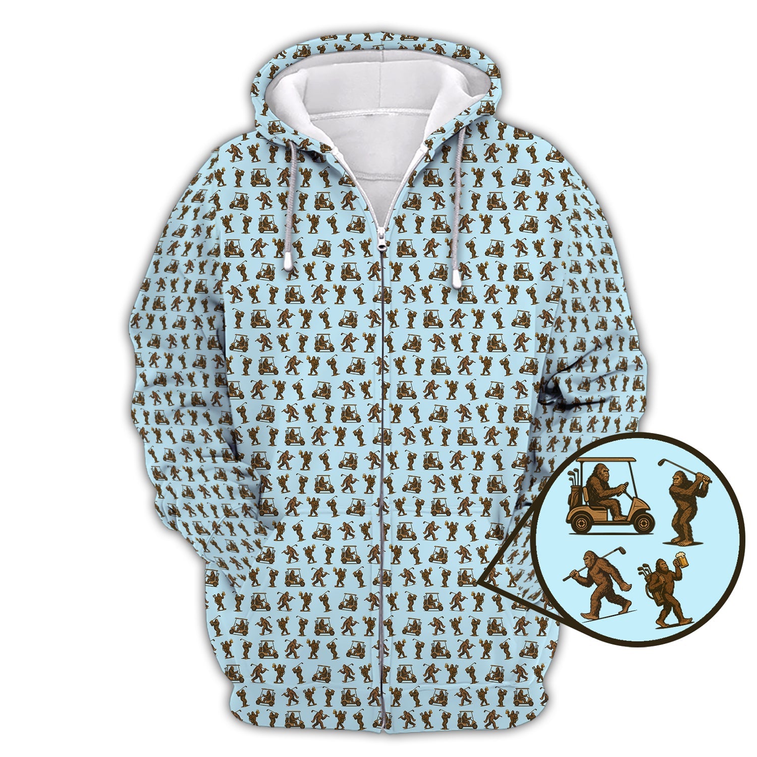 Crazy Golf Pattern Shirt, Bigfoot Golf Shirt For Men, Golf Gift For Golfer