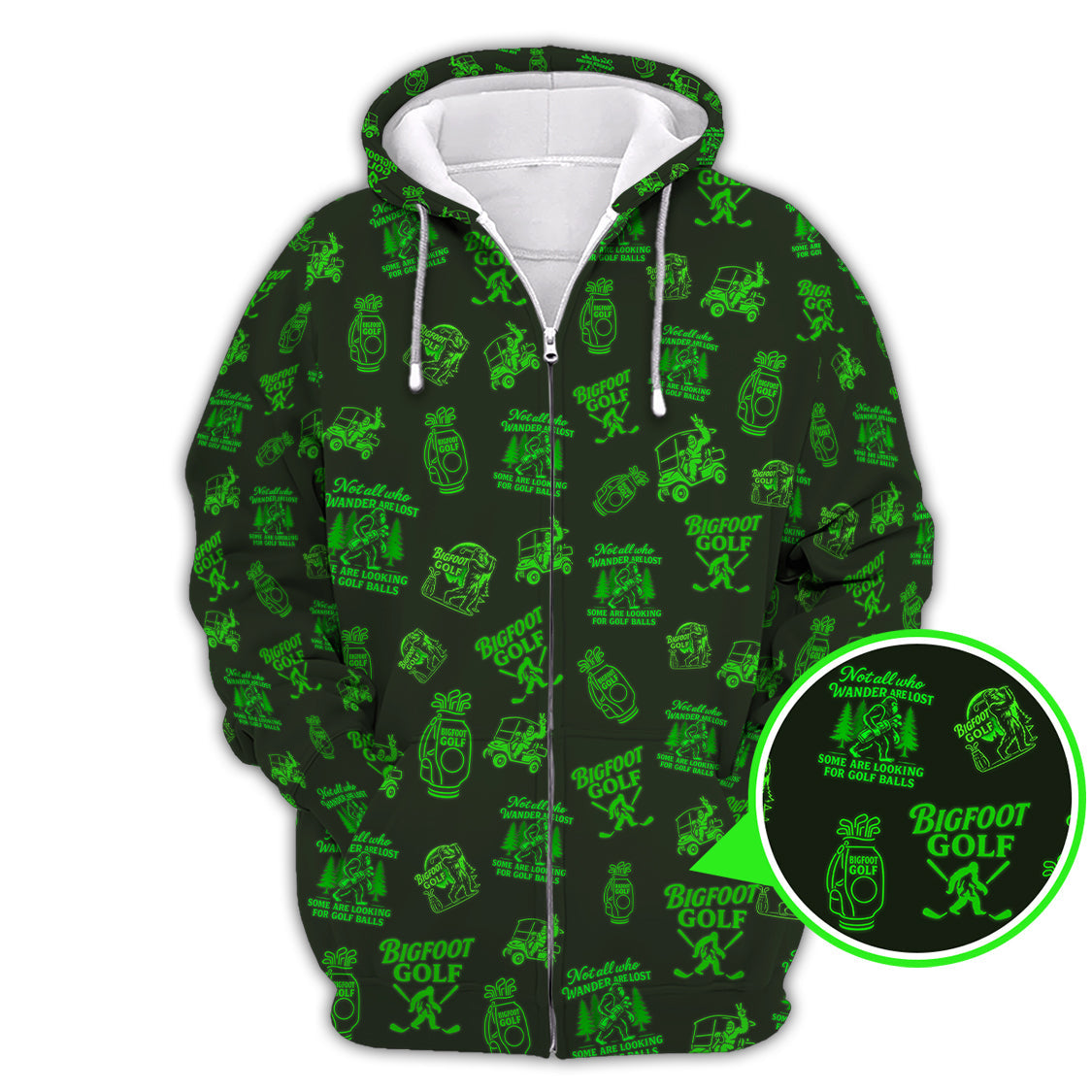 Bigfoot Golf Pattern Polos, Funny Golf Shirts, Golf Gift For Men, Crazy Golf Shirt For Golfers