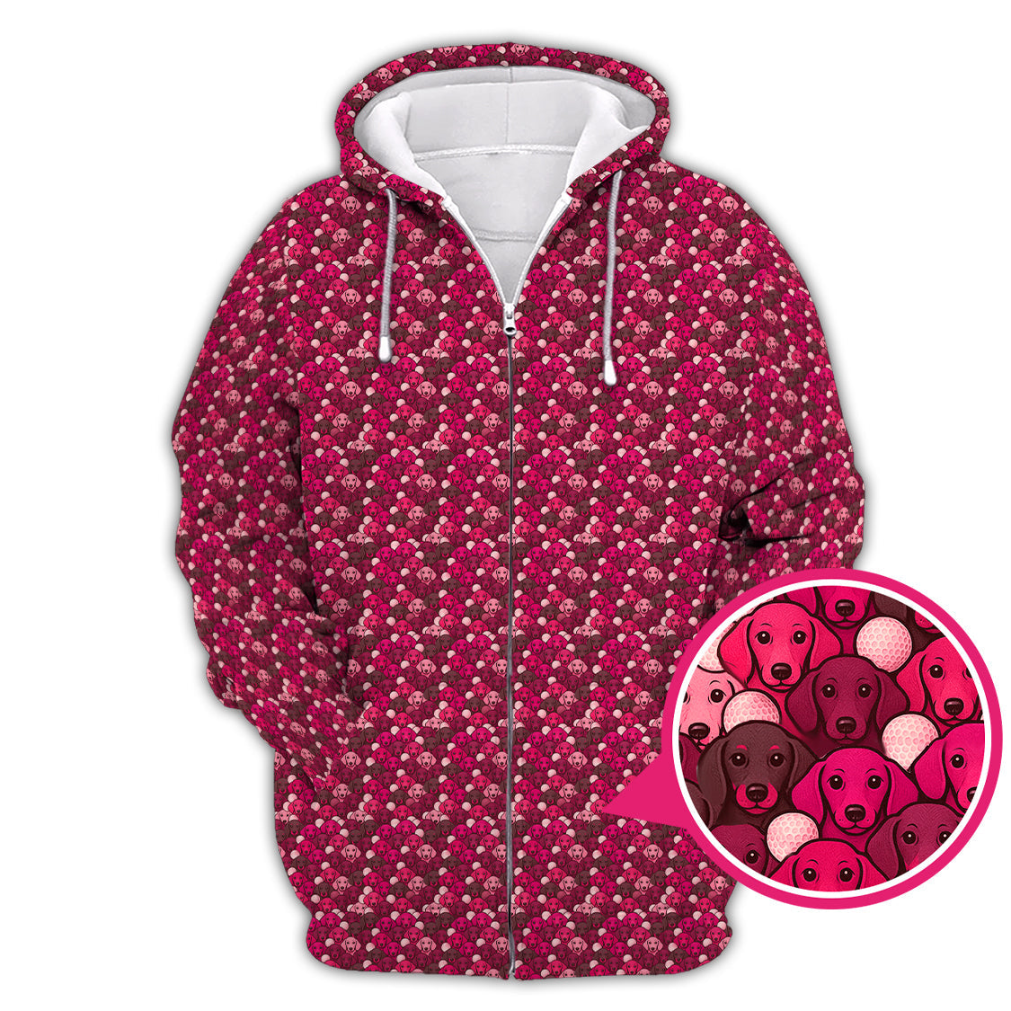 Dachshund Dog Pattern Golf Shirt With Pink Color , Funny Dachshund Golf Shirt For Golfers, Golf Gift For Dog Lover