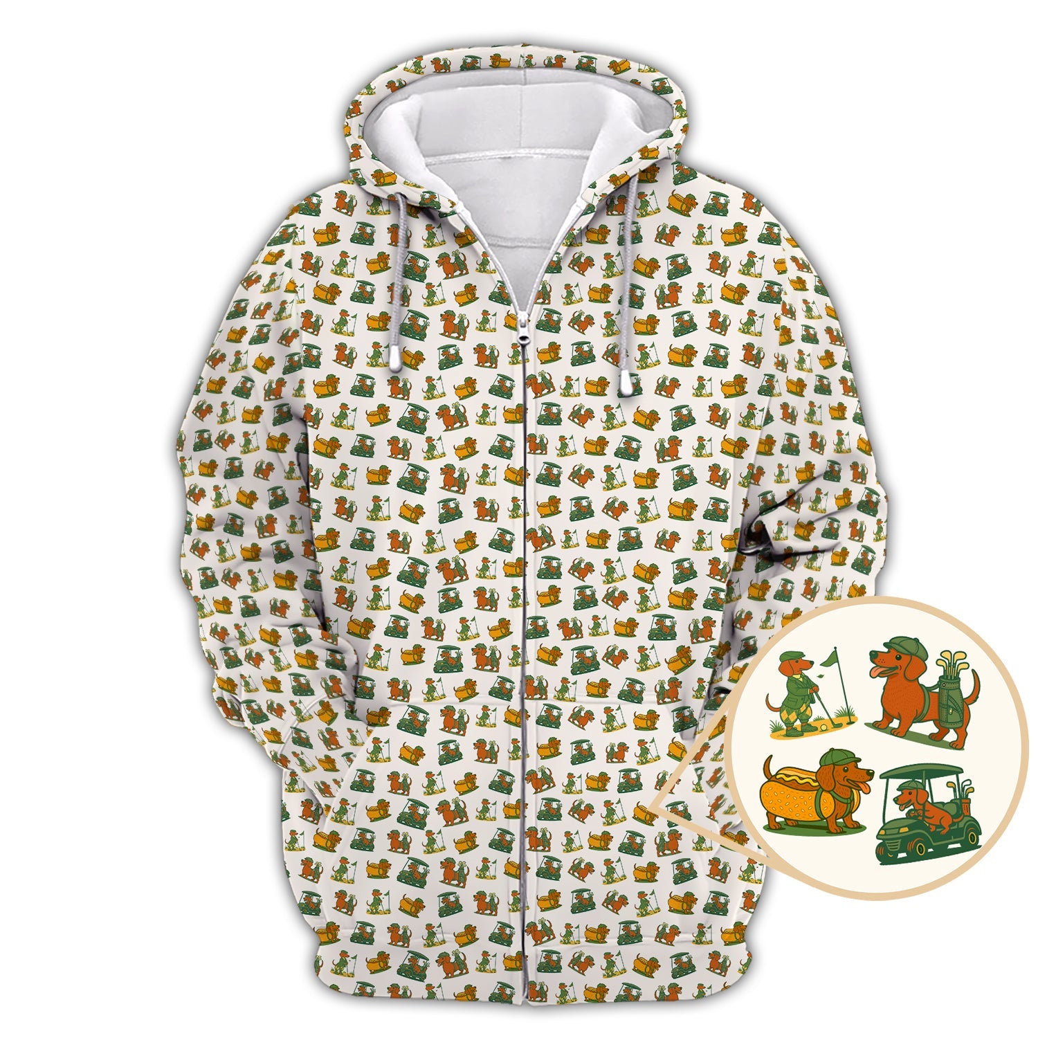 Dachshund Pattern Golf Shirt – Funny Dog Golf Polos For Pet Lovers - Golf Gift For Golfers