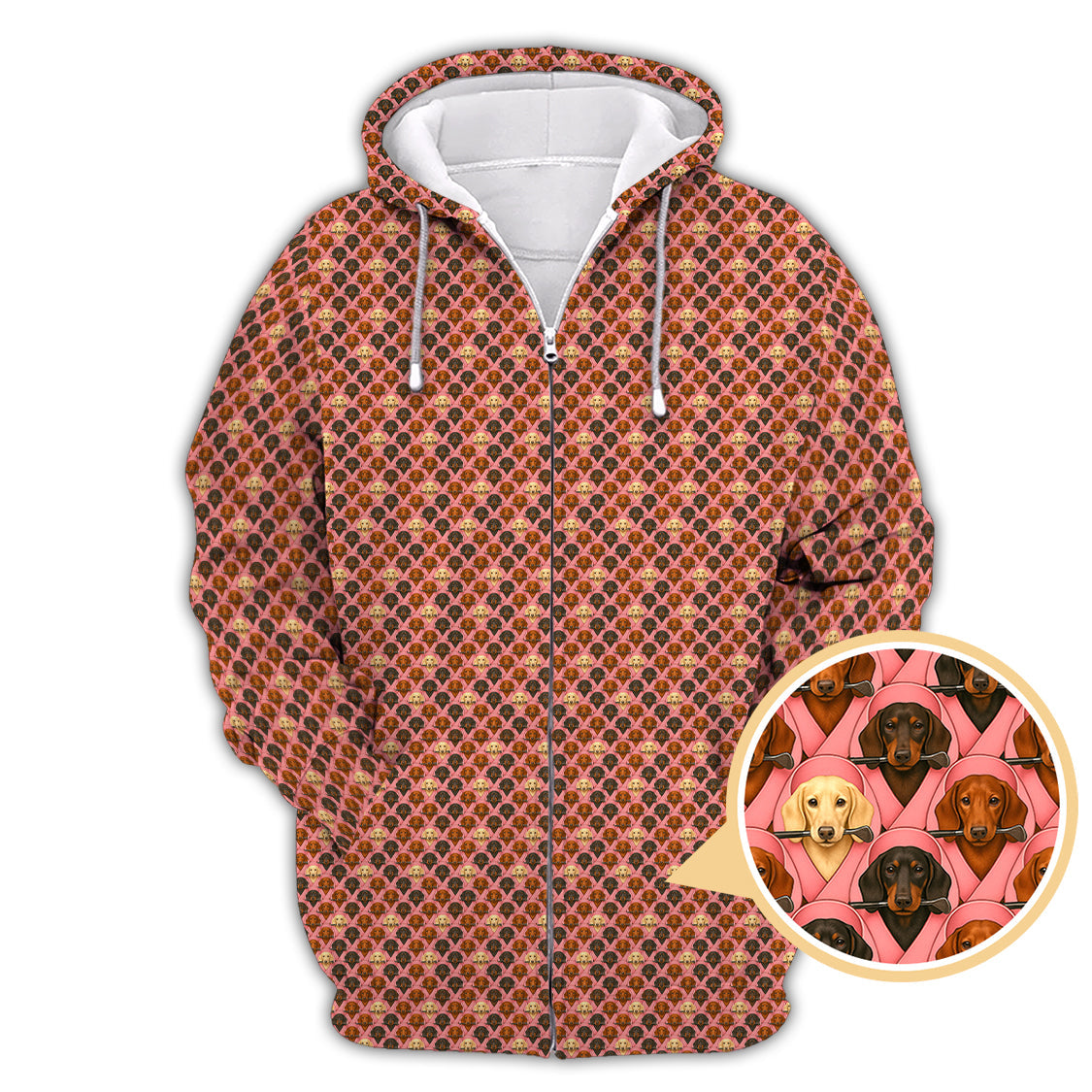 Pattern Golf Shirt For Dog Lovers, Dachshund Golf Shirt, Breast Cancer Golf Shirt, Funny Golf Shirt For Golfer
