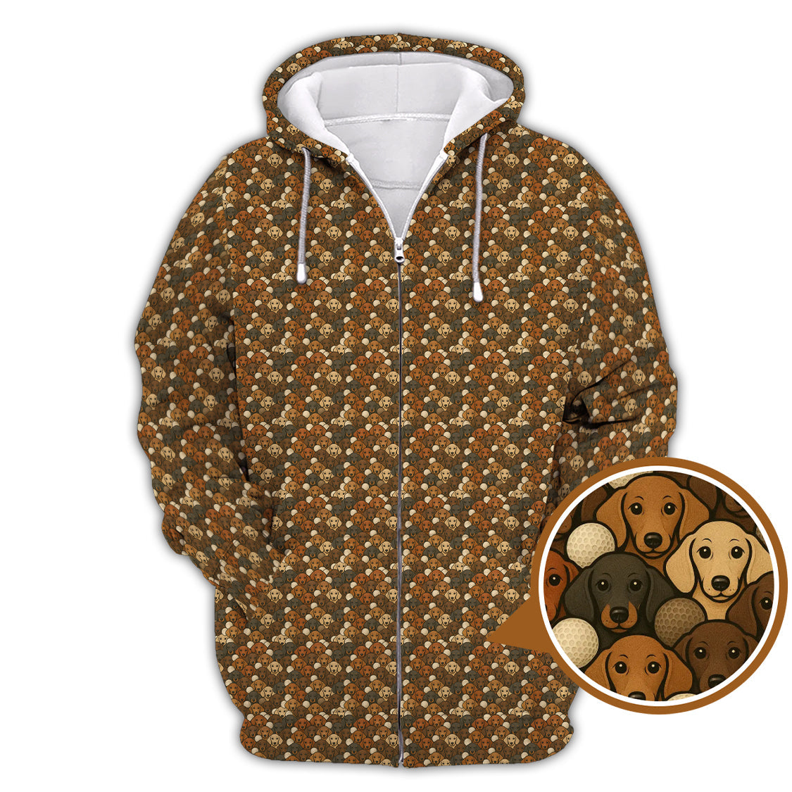 Dachshund Dog Pattern Golf Shirt, Funny Dachshund Golf Shirt For Dog Lovers, Golf Gift For Men's