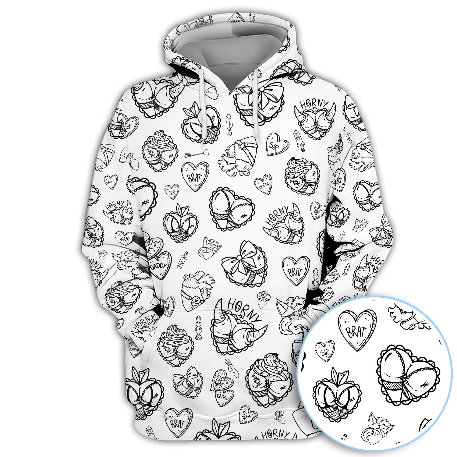 Horny Brat Sketch Pattern Polos, Funny Golf Shirt For Men, Golf Gift For Golfer